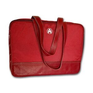 SUMO | Red 11" x 14" Quilted Laptop Tablet Bag | Leather Trim | Pockets | EUC!